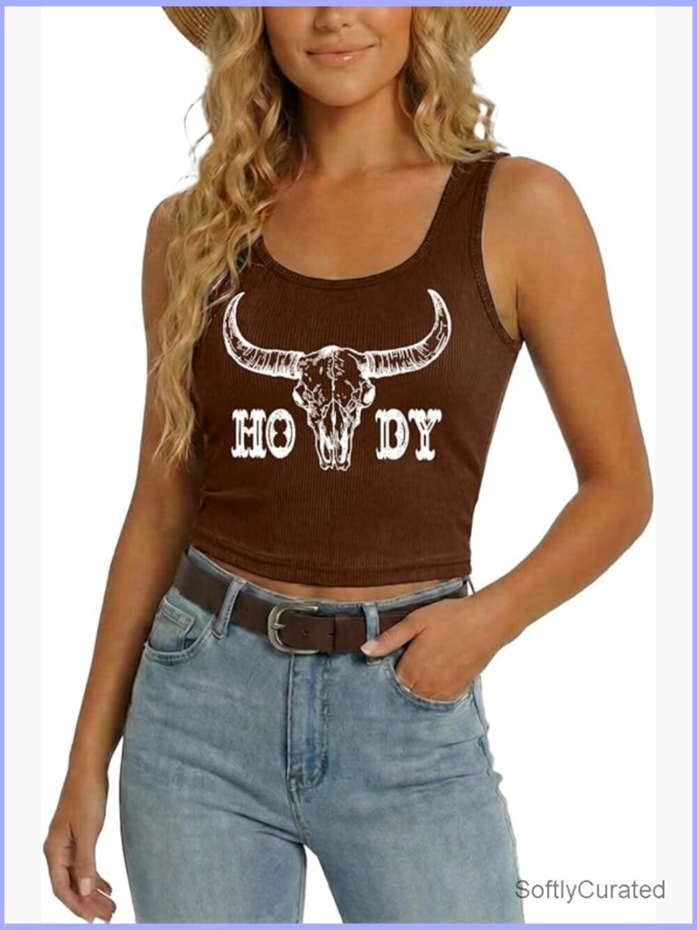 Sleeveless Cropped Tank Top Western Cowgirl Country Concert Cute Outfit Summer